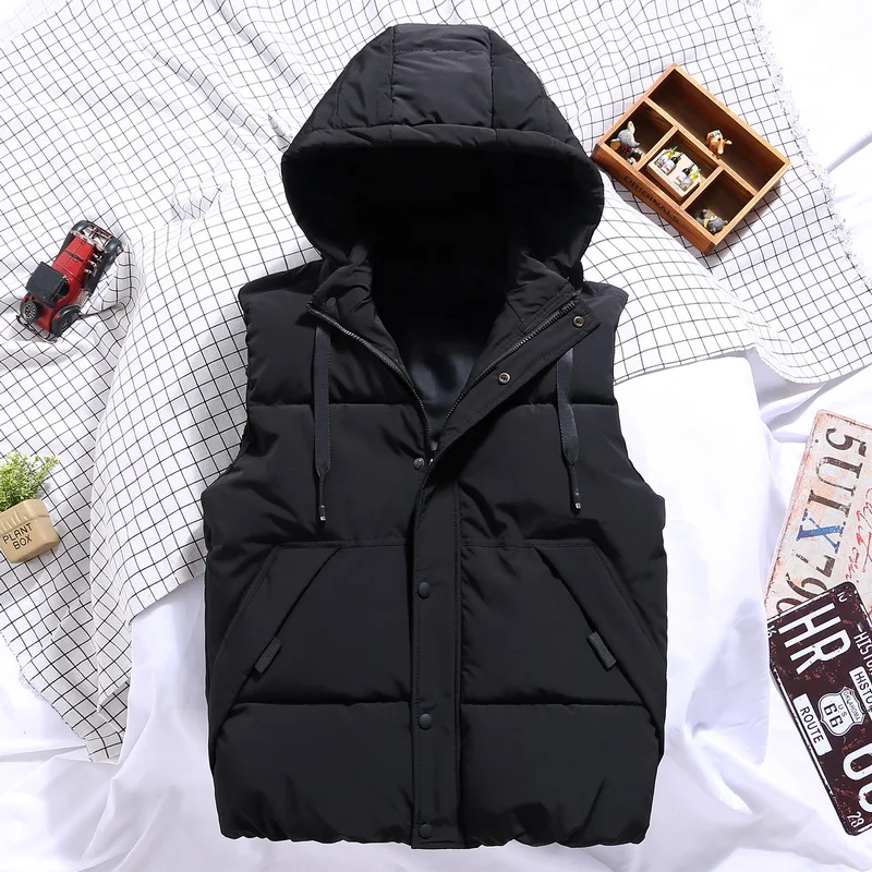 Spring Winter Men Plus Large Size 6xl 7xl Vest Hat Detachable Camouflage Sleeveless Jackets Warm Parka for Men Unisex Waistcoat