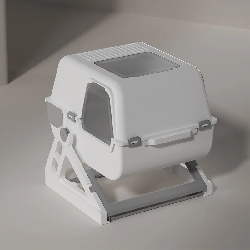 Semi-Automatic Folding Cat Litter Box Enclosed Extra-Large Splash-Proof Toilet No-Shovel Dedicated Factory Wholesale