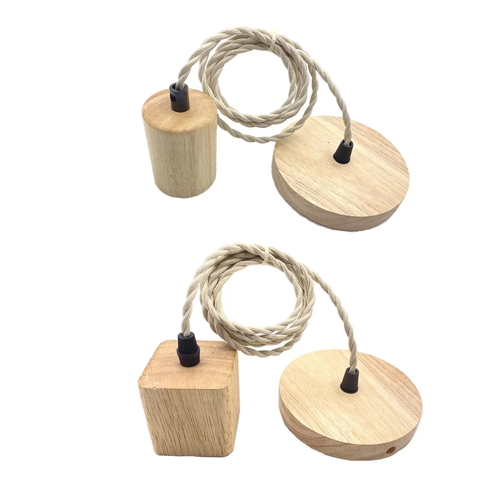 

Rustic Wooden Pendant Lamp Holder Cable Kit E27 Socket Modern Hanging Lamp for Bedroom Ceiling Lighting