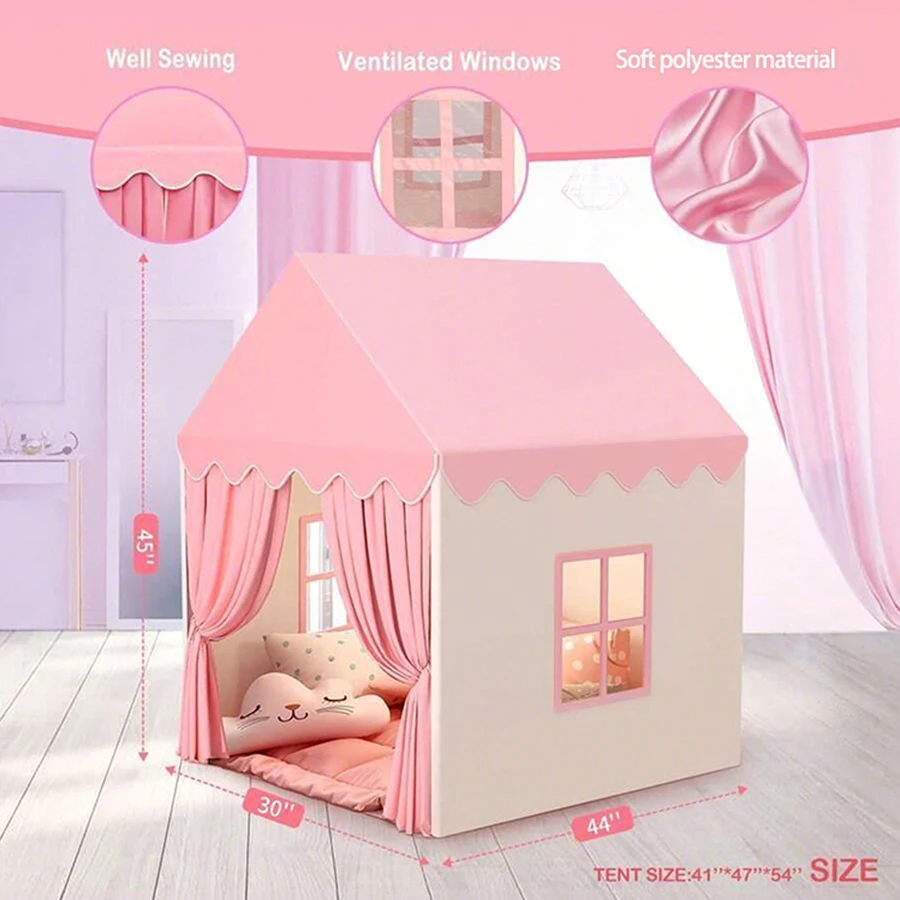 Tenda da castello principessa rosa Tenda per bambini Stile casa Casa da gioco per bambini Giocattolo interattivo genitore-figlio Regalo perfetto (tenda singola)