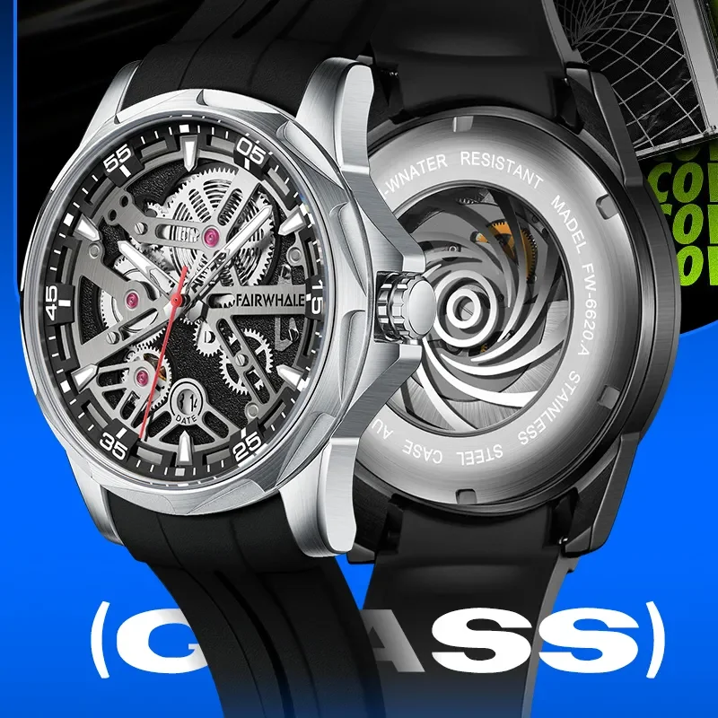 Luxury Hollow Automatic Wrist Watch for Man Simple Round Mechanical Men Watch Business Stainless Steel Luminous reloj Waterproof