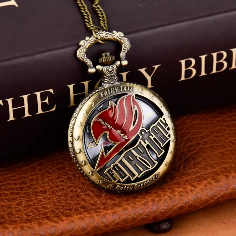 Bronze quartz watch large quartz pocket watch hanging watch hollow animation tail pocket watch necklace chain