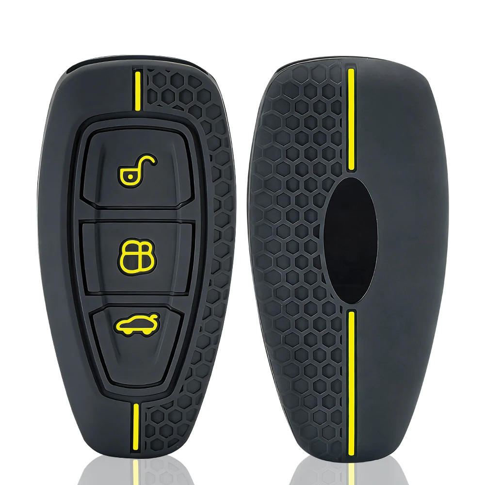 Car Key Pack for Ford ST Line Fiesta Focus Mondeo Ecosport Kuga Edge Escape Metallic Silicone Car Key Fob Case Accessories