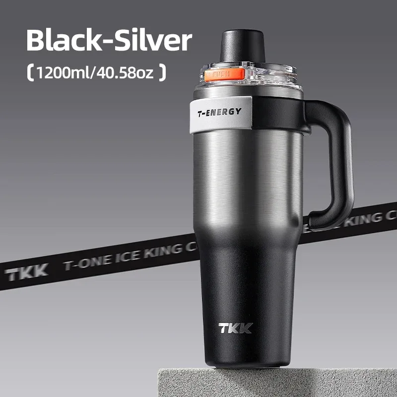 

Tkk 40 Oz Coffee Ceramic Insulated Coffee Mug with Handle Straw Ceramic Coating Insulated Tumbler Travel Mug Tea Water Bottle