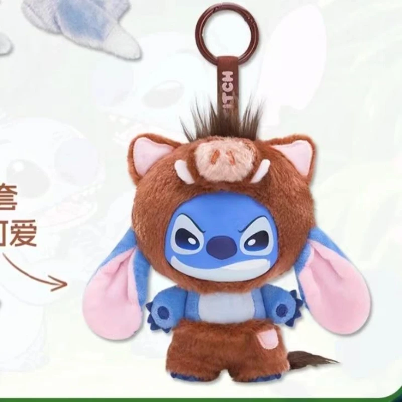 디즈니 장난감 스티치 야생 동물 시리즈 블라인드 박스 비닐 펜던트 장난감 귀여운 스티치 애니메이션 피규어 인형 미스터리 박스 할로윈 선물