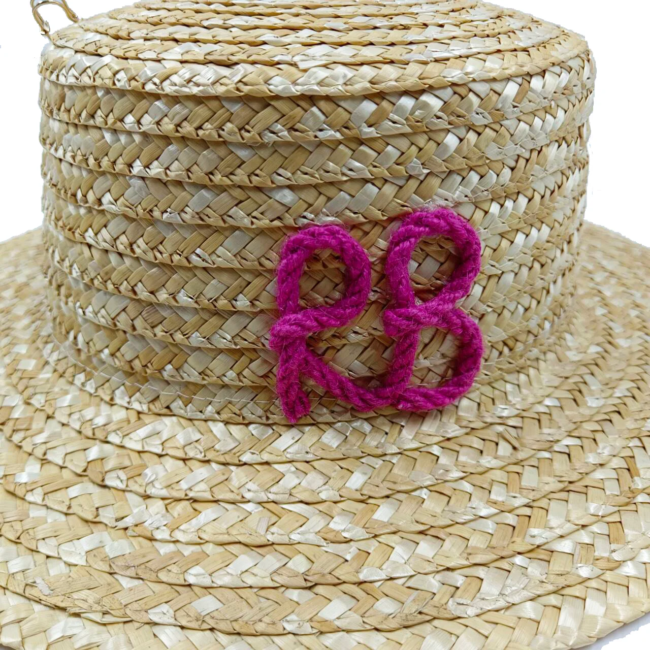 2024 neue Sommer Strohhut Frauen Kette Dekoration handgemachte kunden spezifische Buchstaben Urlaub Sonnenhut Punk-Stil Gorras Para Mujer