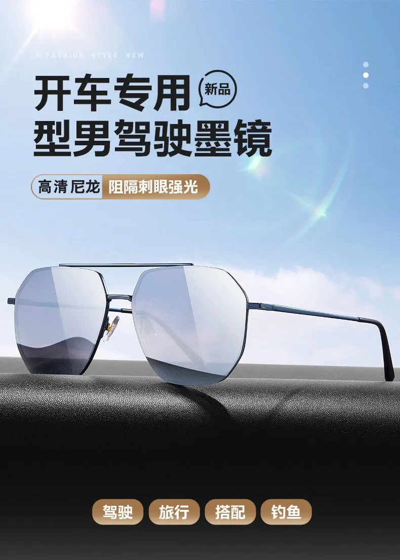 Sonnenbrille mit Metallrahmen für Herren, hochauflösende Unisex-Sonnenbrille, Angeln, Sonnenschutz, Uv400, Sommerbrille, Spiegellinsen, Schutzbrille – Detail 13