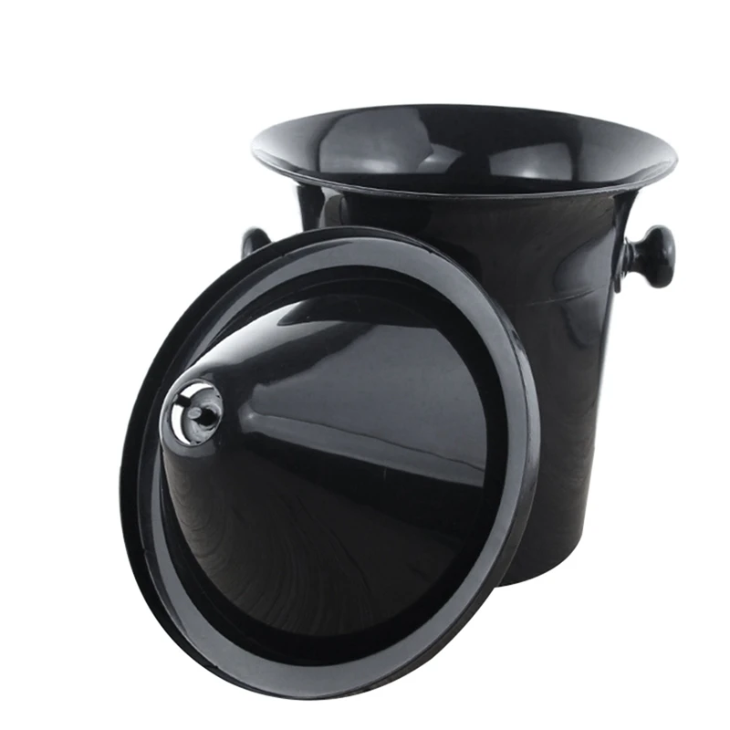 3X Wine Dump Black Plastic Wine Spittoon - Standard Size With Black Funnel Champagne Bucket