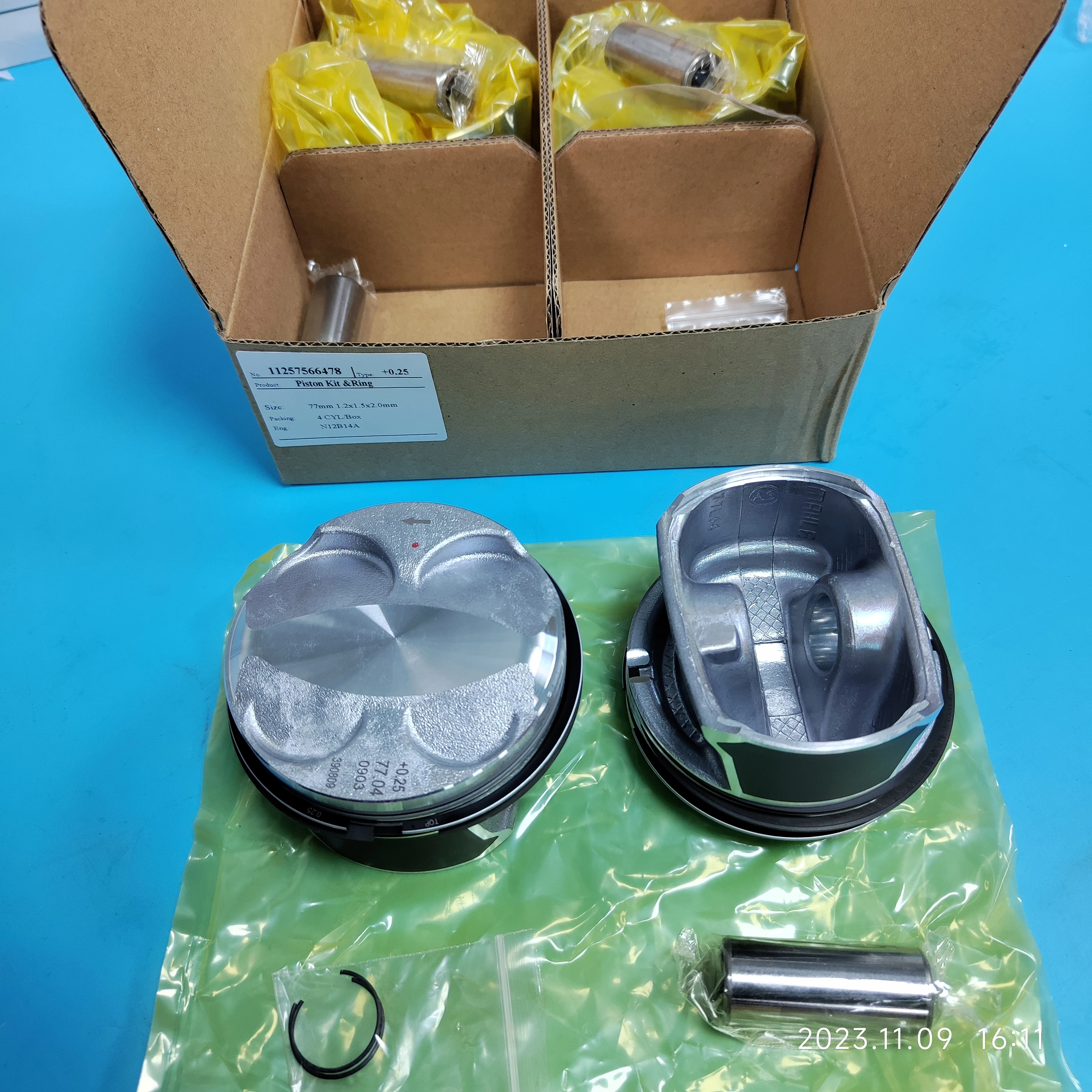 Stock Piston Kit with Ring STD 025 050 11257566478 7566478 0628T6 for BM W N12 N12B14A 1.4L Mini R56 Clubman R55 1.4L 2006-2010