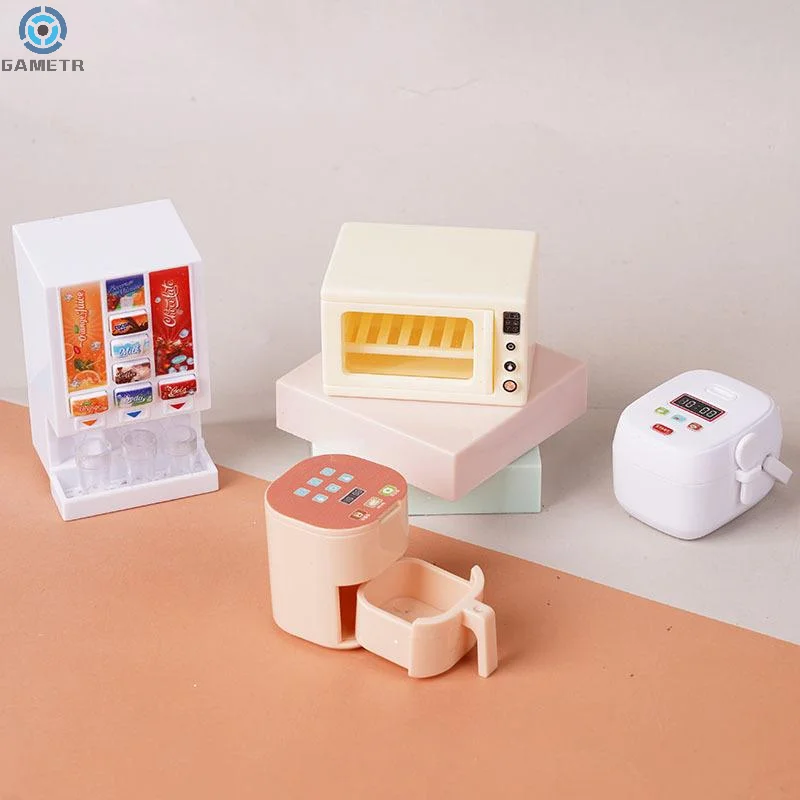 Modelo de simulação de mini eletrodomésticos para casa de bonecas - fritadeira de ar, panela de arroz, forno, máquina de bebidas (escala 1/12)