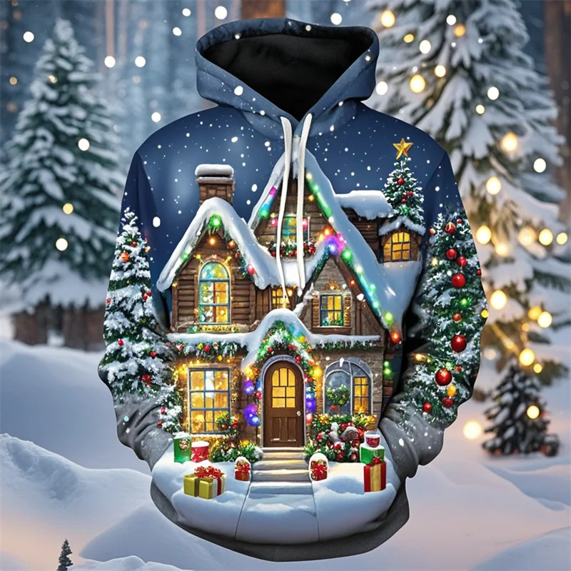 

Толстовка Мужская/женская с капюшоном, Модный свитшот с 3D рисунком Рождества, повседневная одежда для мужчин, на осень