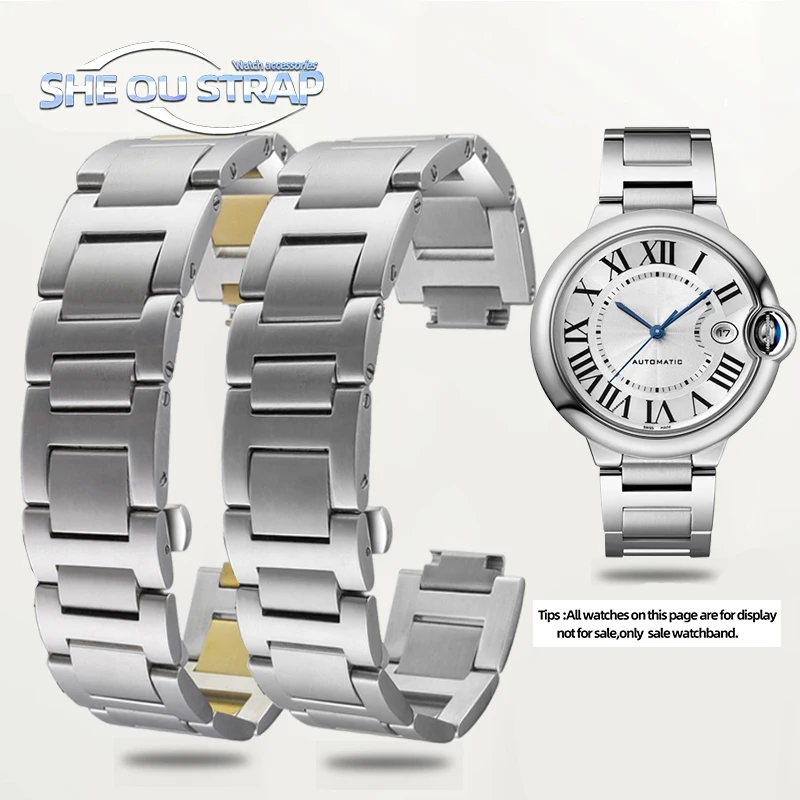 Aço inoxidável com pulseira de relógio masculino e feminino para cartier balão azul pulseira de relógio 14-8mm 16-8mm 18-11mm 20-12mm 22-14mm