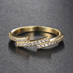 Simple Zircon Rings for Women Gold Color Minimalist Stacking Finger Accessories Daily Matching Jewelry Trend Wholesale Gift R761