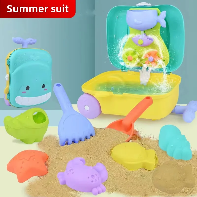 Summer Beach Sand Play Toys for Kids Luggage Toy Kit Water Toys Sand Bucket Pit Tool Outdoor Toys for Children Boy Girl Gifts