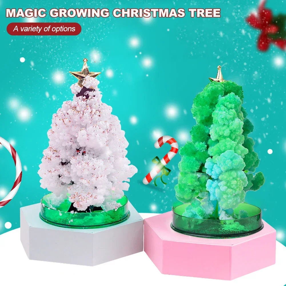 15cm Magic Growing Christmas Tree 3 Types DIY Xmas Paper Tree Ornament Set Mini Pink Cherry Blossom Tree Kids Gifts Party Decor