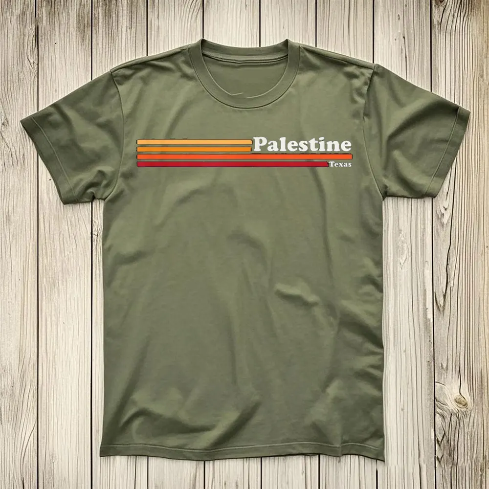 Vintage 1980s Graphic Style Palestine Texas T-Shirt Short-sleeve O-neck Streetwear Classic Pattern High Quality Cotton Tees