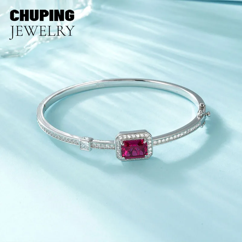 

ChuPing Fine Jewelry Lab Grown Ruby & Emerald 7*9mm S925 Bracelet Sophisticated Style & Intricate Detail For Women Classic Party