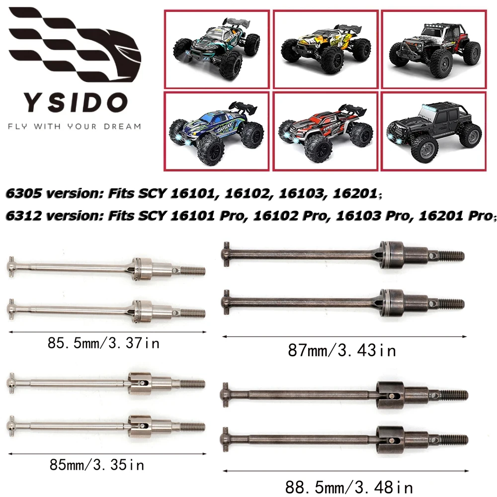 

Metal Driveshaft Front Rear Set Drive Shaft CVD Dogbone Kits For 1/16 SCY 16101 16102 16103 Pro 16201 Brushless/Brushed RC Car