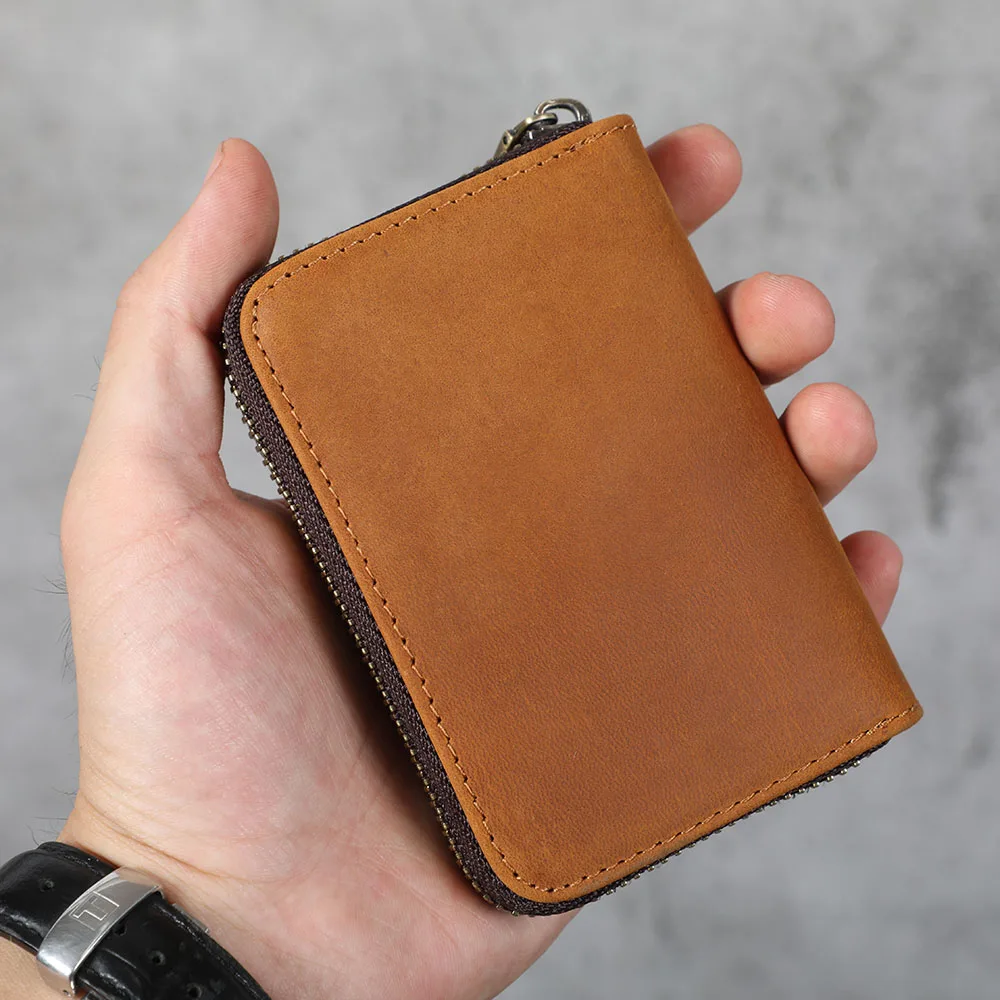 S.WORKER Klassischer Echtleder-Multikartenhalter für Herren, kompaktes Kartenetui aus Vollnarbenleder mit Kartenfächern und Münzfach – Detail 15