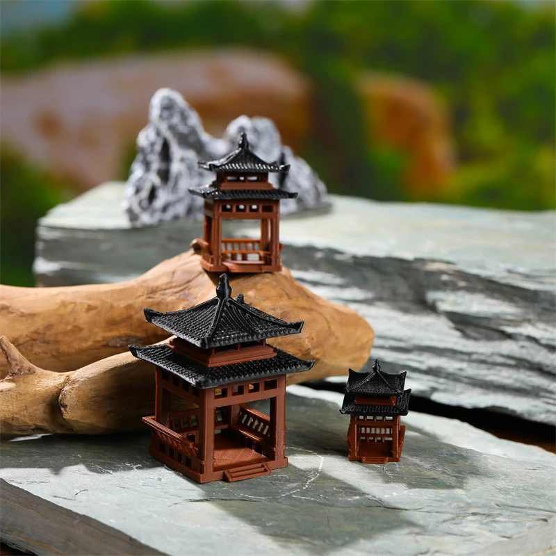 3cm 4cm Mini Pagoda Statue Miniature Pagoda Bonsai Gazebo Micro Landscape Hexagonal Pavilion Figurine Tiny Pavilion Ornament