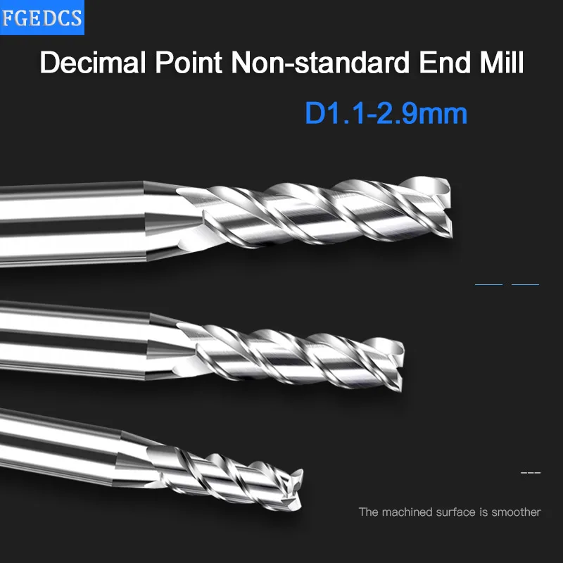 3 Flute End Mill Aluminum 1.2mm 1.3 1.4 1.6 1.7 1.8 1.9 2.1 2.2 2.3 2.4 2.6 2.7 2.8 2.9mm Decimal Point Milling Cutter CNC Tools