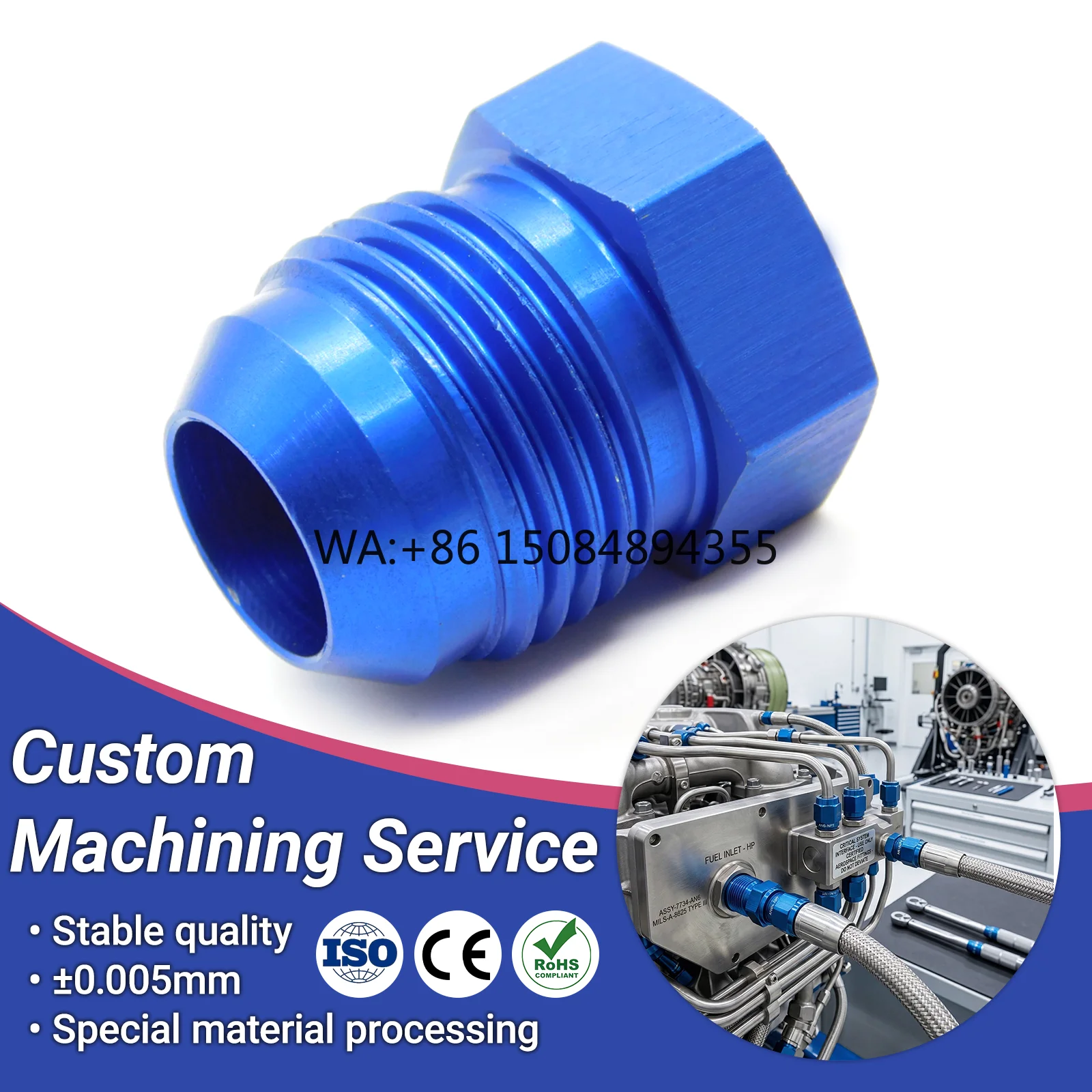 Precision Machined Stainless Steel an Series Adapter High-Pressure CNC Turning AN6 for Aerospace Hydraulic System OEM Custom