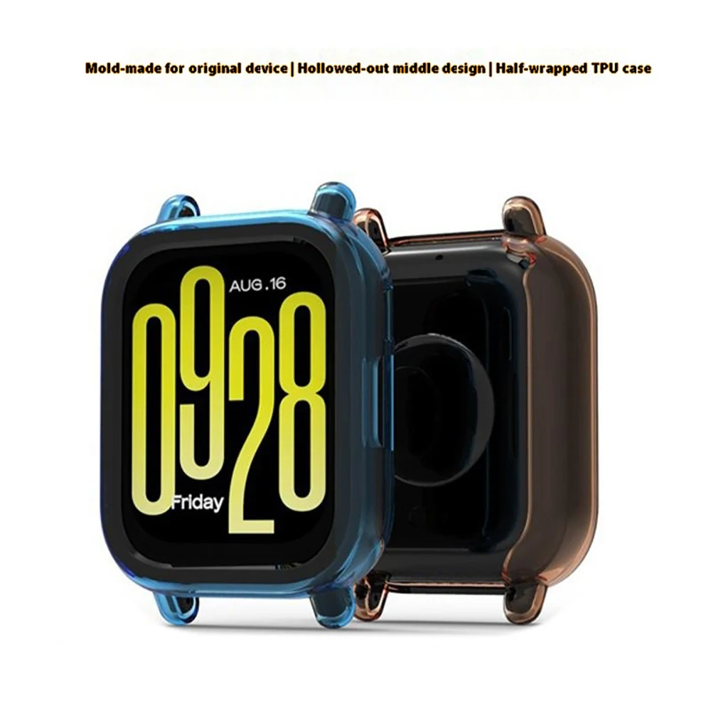 For Xiaomi Redmi Watch 5 Lite Protective Watch Case TPU Hollow Cover - Transparent Blue