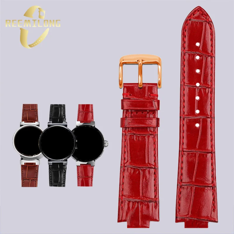 The first layer cowhide watchstrap 10 12mm Convex joint quick release black brown white red watchband For Louis Vuitton TAMBOUR