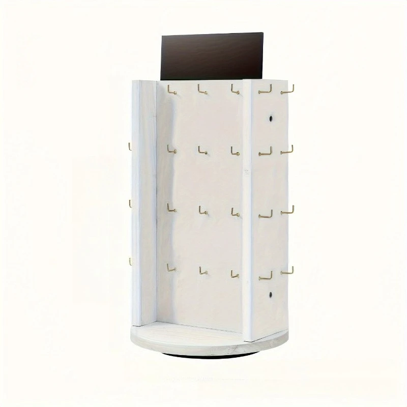 Solid Wood Jewelry Stand Earring Necklace Storage Holder Vertical Rotate Jewellery Display Shelf Exhibitor Counter Showcase Rack