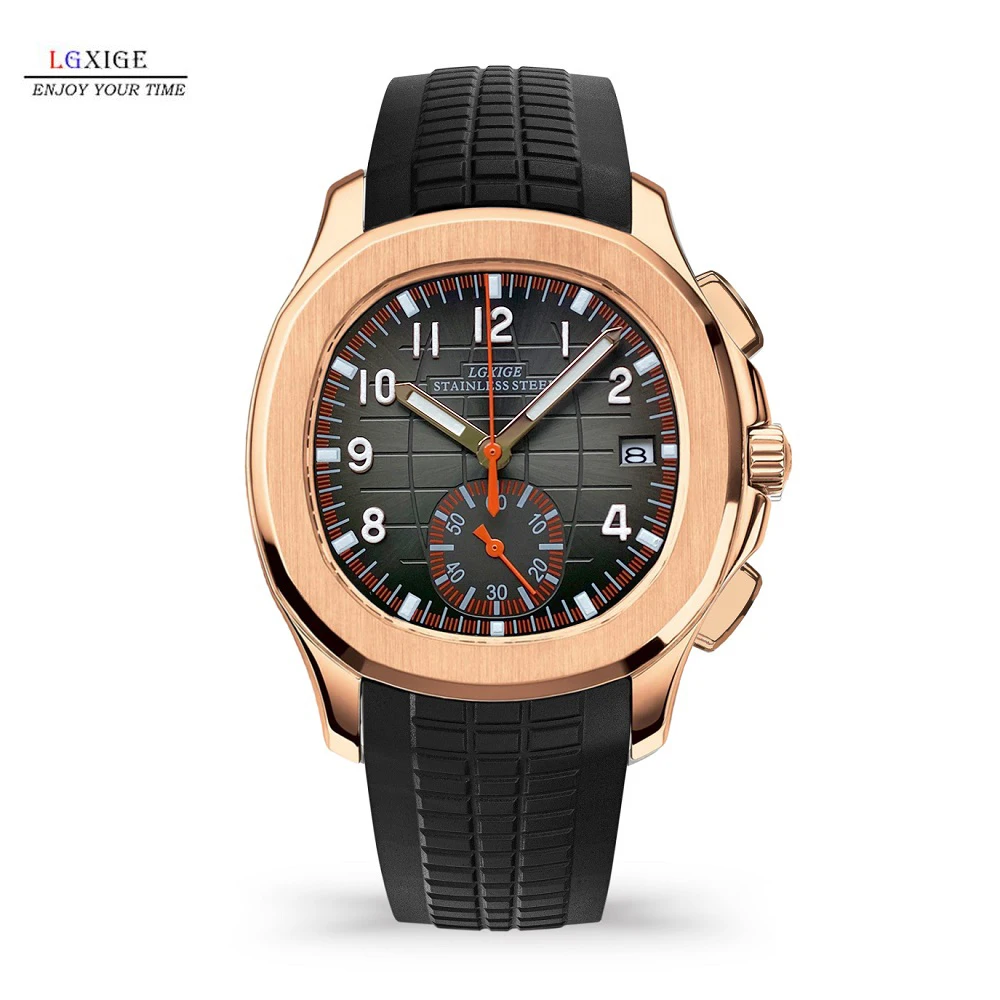 Luxury Rose Gold Quartz Man Wristwatch Sport Men Watches Waterproof Luminous Date Stainless Steel Men's Watch Male Reloj+box