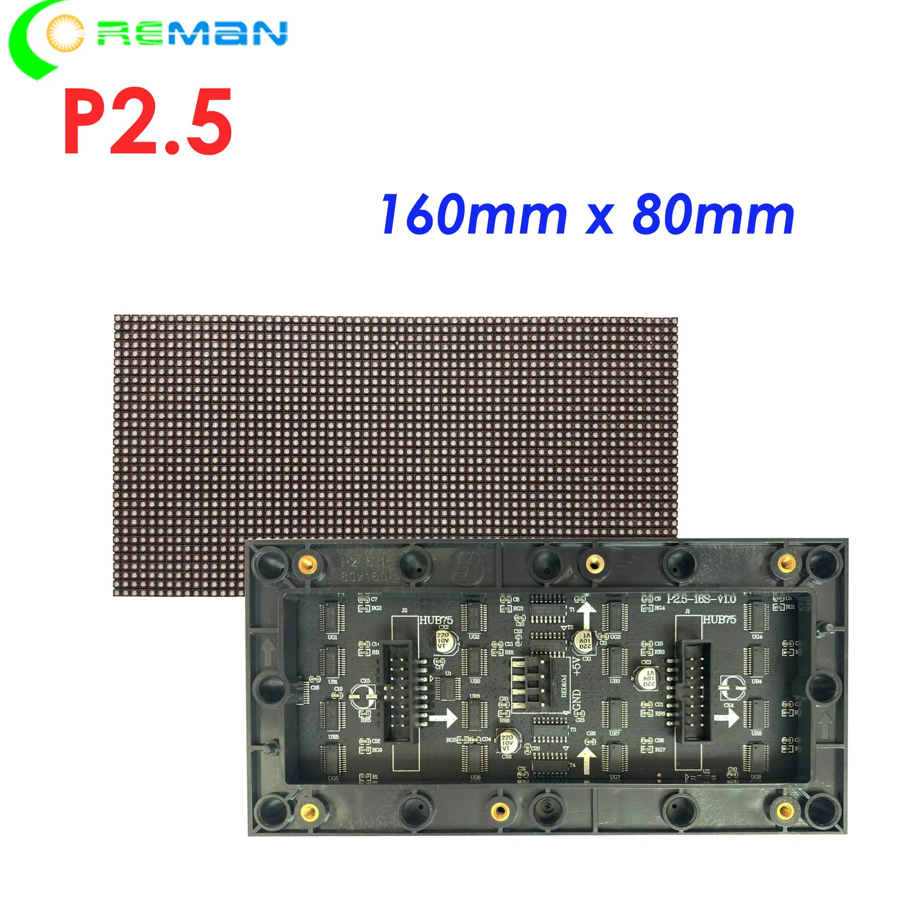 

Indoor P2.5 led module 64x32 pixels 160x80mm ICN2037 FM6124 Simple rgb led matrix module