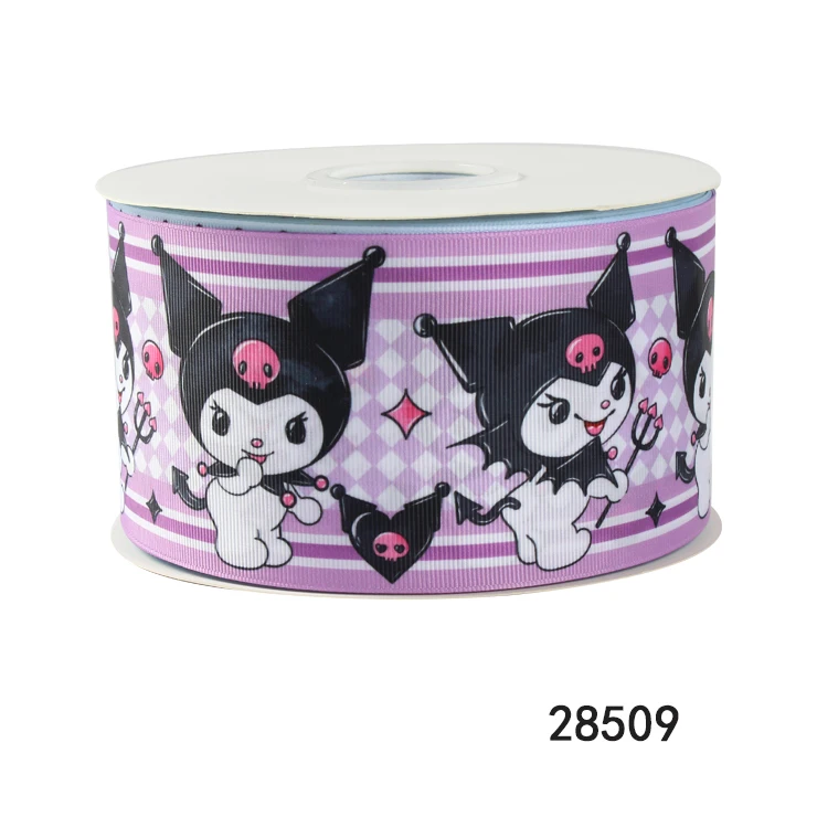 10yards Kuromi and My Melody Ribbons Printed Sanrio Cartoon Grosgrain Ribbon for Hairbows Sewing Accessories