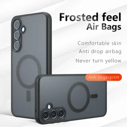 For Samsung Galaxy S25 S24 S23 S22 Ultra Plus FE A14 A15 A24 A25 A34 A35 A54 A55 5G 4G Case, Magnetic Suction Transparent Cover