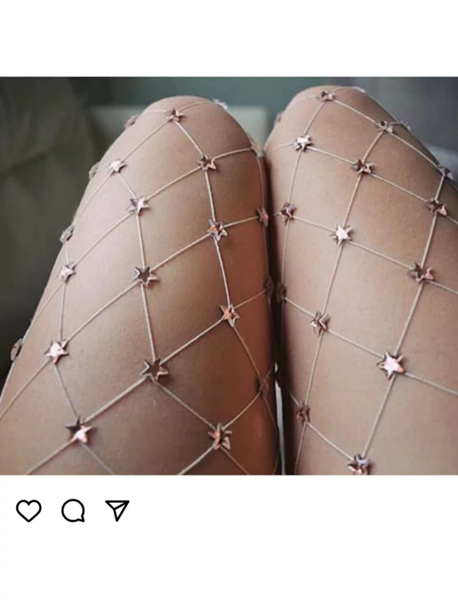 

Sexy Star Hollow out Diamond Net Stoings Y2K Subculture Trendy Hollow Leggings Punk Street Sle Versatile Sexy Girl Sos
