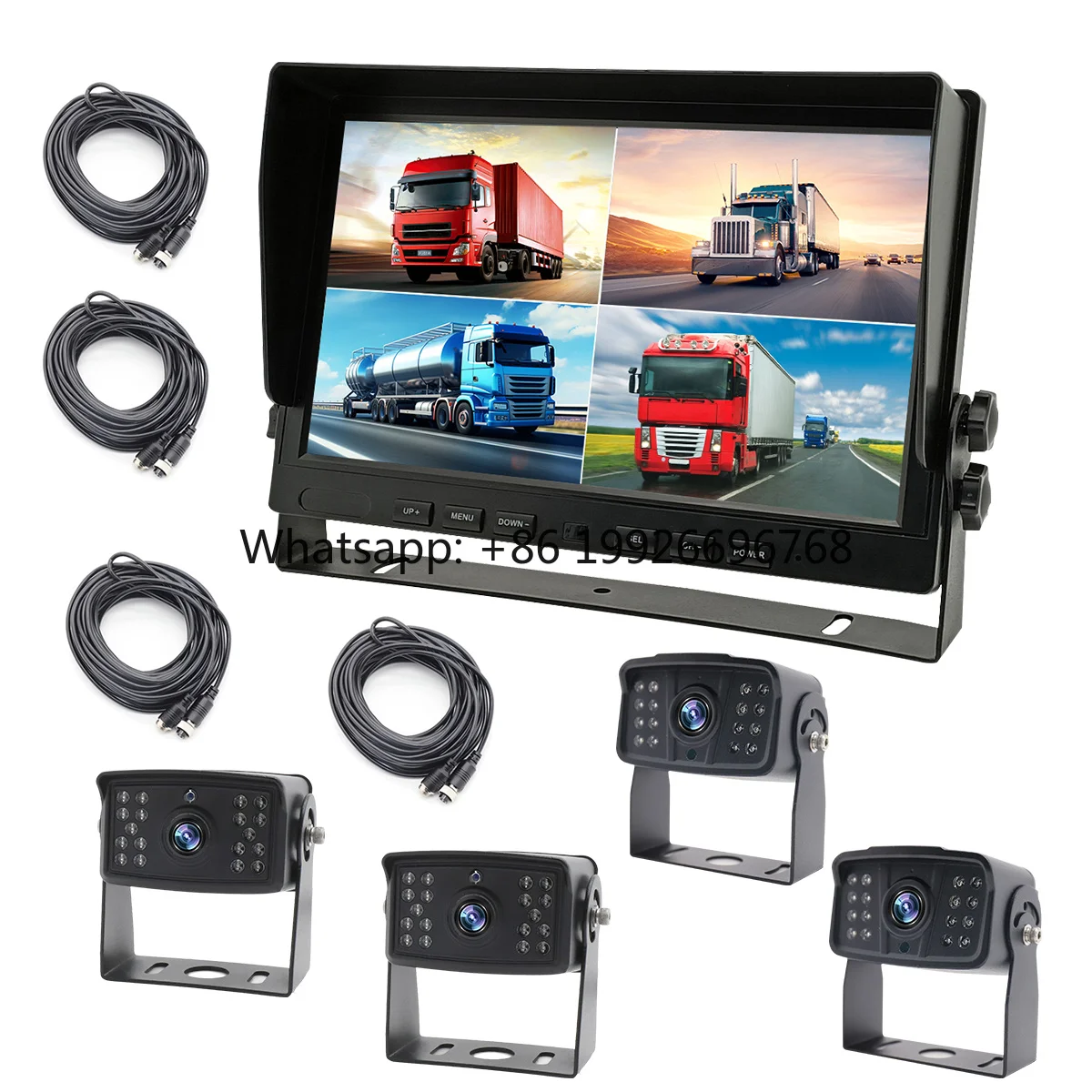 YWX High Resolution Wireless Rear View Camera With 10.1 Inch Monitor Support 2-4 Way Input Signal Truck Camera System
