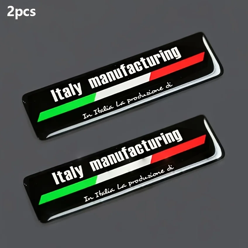 

2pcs Italian Manufacturing Italy Flag Car Sticker Emblem & Motorcycle Decal - 3D Crystal Sticker with Italian Flag Design, Self-