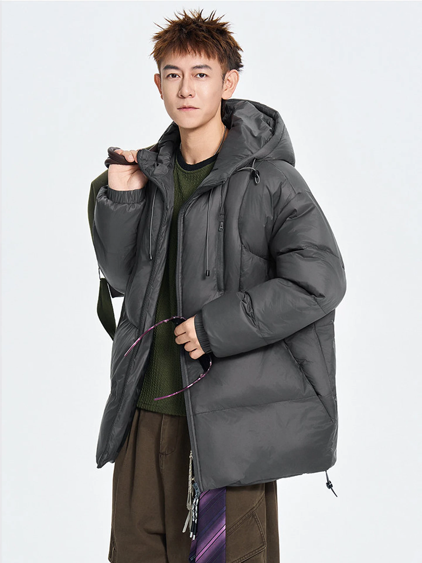 

Нейлоновое матовое зимнее пальто с капюшоном для мужчин, теплое ветрозащитное хлопковое пальто с хлебом, свободная молодежная модная верхняя одежда