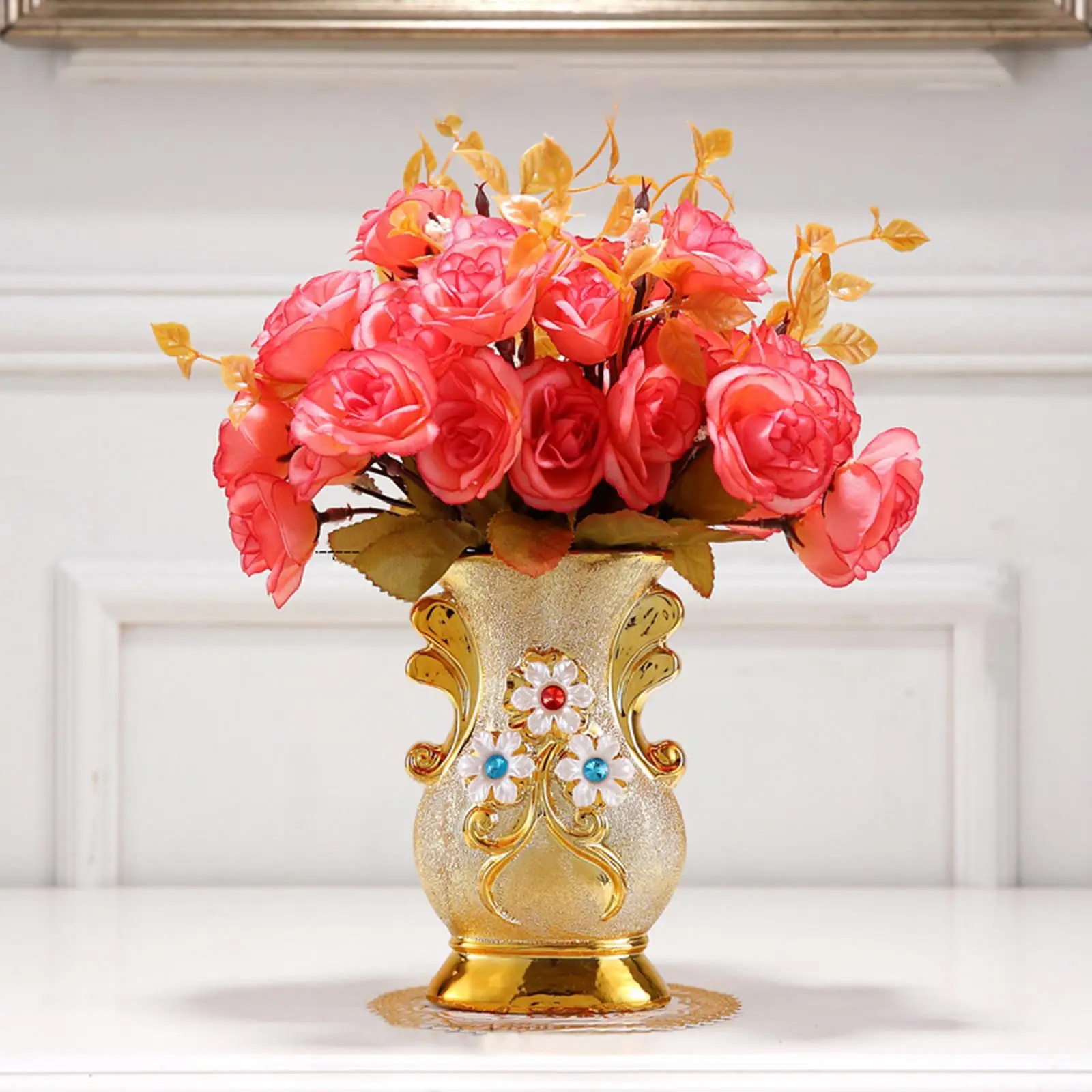 

Vintage Style Flower Vases Flowerpot Ornament for Living Room Cabinet Decor