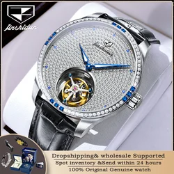 JSDUN 832 New Luxury Tourbillon Men Automatic Mechanical Watch Original Brand All Diamond Sapphire Mirror Waterproof Men's Watch