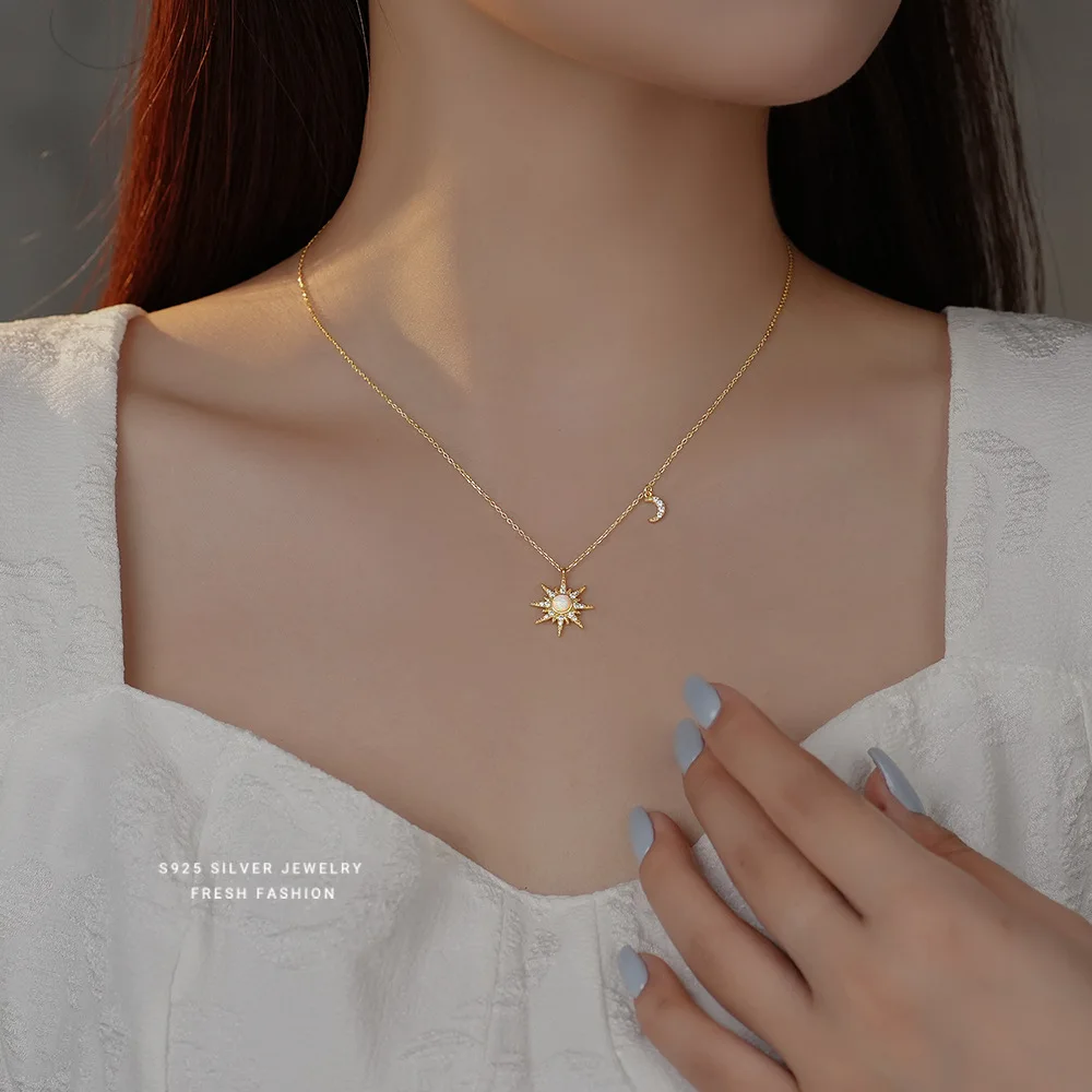 ITSMOS Opal Star Necklace Synthetic Opal Pendant Necklace Blue Opal Necklace October Birthstone Dainty Necklace for Women Gift