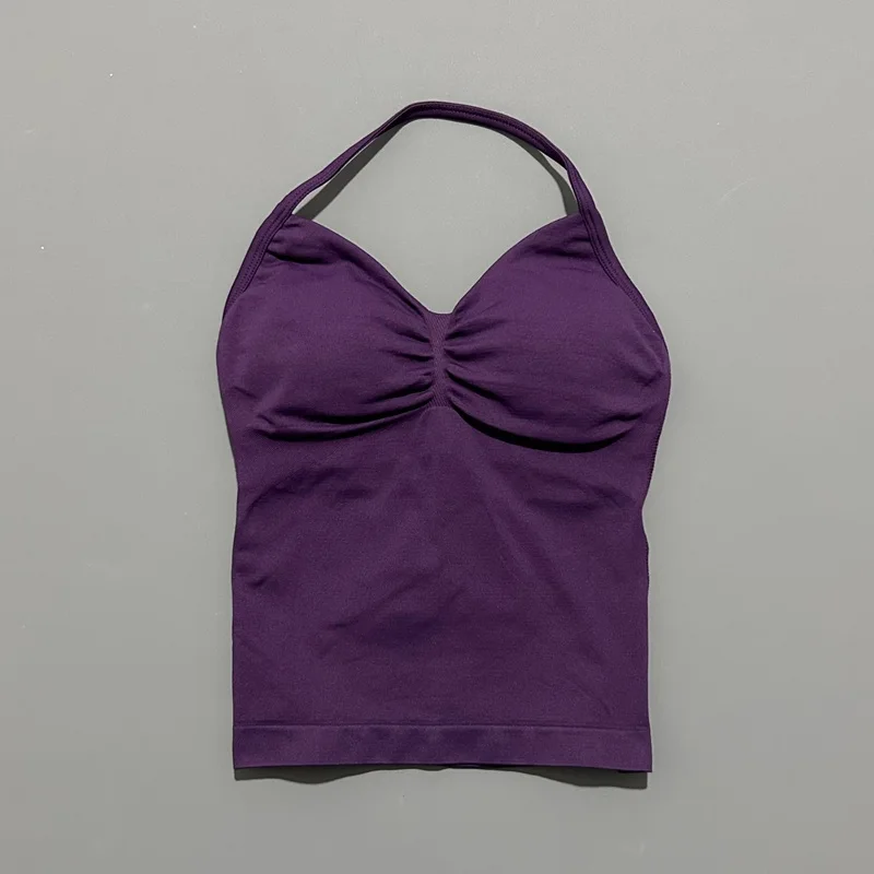 HISTELLO Halter-Yoga-Tanktop für Damen, sexy, mit Trägern, rückenfrei, schmale Passform, gepolstert, atmungsaktiv, für Fitness, Laufen, Workout, Sport-Tops