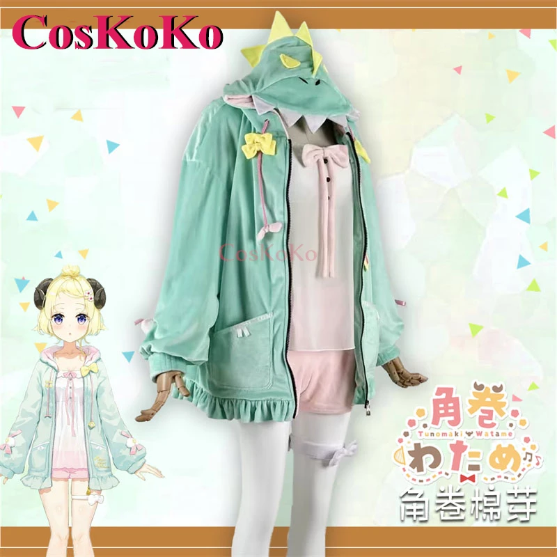 CosKoKo Tsunomaki Watame Cosplay Anime VTuber Hololive Costume Sweet Lovely Dinosaur Pajamas Halloween Party Role Play Clothing