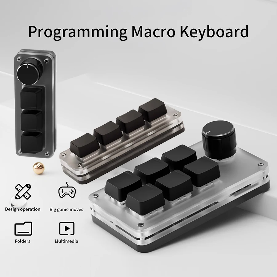 لوحة مفاتيح ميكانيكية ماكرو صغيرة 3/4/6 مفاتيح USB RGB ألعاب مخصصة برمجة لوحة مفاتيح محمولة مفتاح مبادلة ساخن لموسيقى فوتوشوب