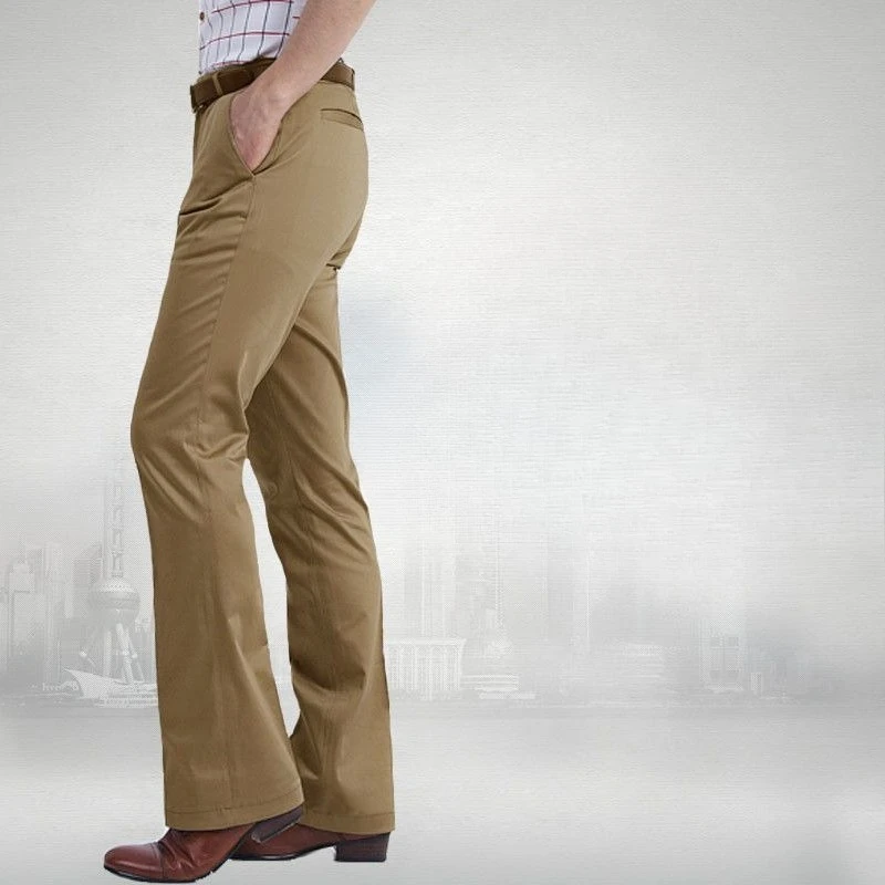 Men's Khaki Dress Pants Autumn New Slight Flare Business Casual Straight Leg British Korean Style Wide Leg Trousers