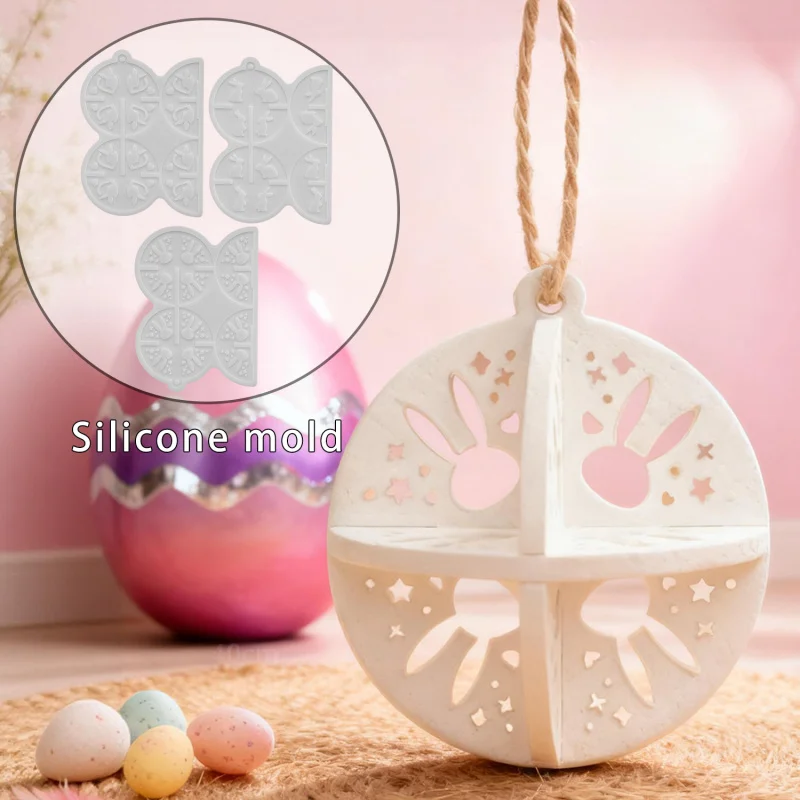 

Diy Easter Splicing Rabbit Epoxy Mold Rabbit Pendant Plaster Silicone Mold