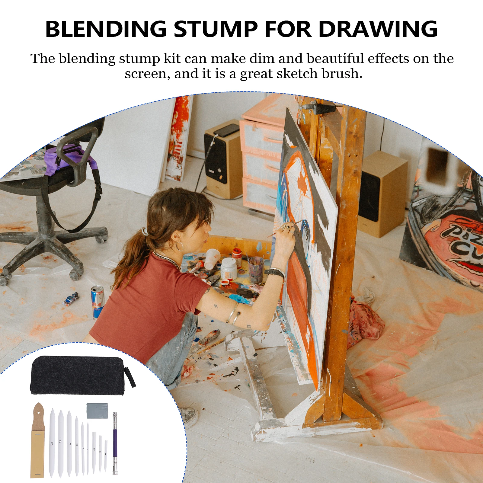 

19 Pcs/ Painting Correction Pen Set Blending Stump Ink Brushes Pencil Tool Rubber Stumps for Drawing Paper