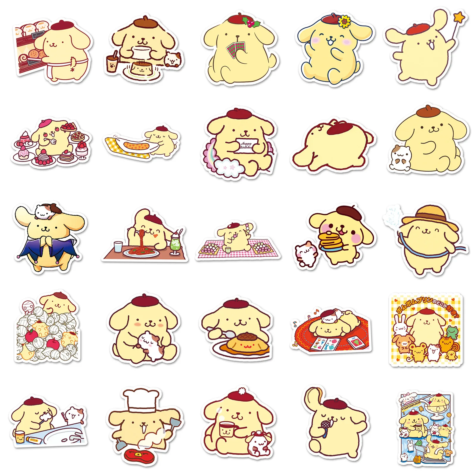 10/30/50PCS Cute Pompom Purin Stickers Sanrio Cartoon Kids Sticker Toy DIY Phone Case Stationery Scrapbook Funny Graffiti Decals