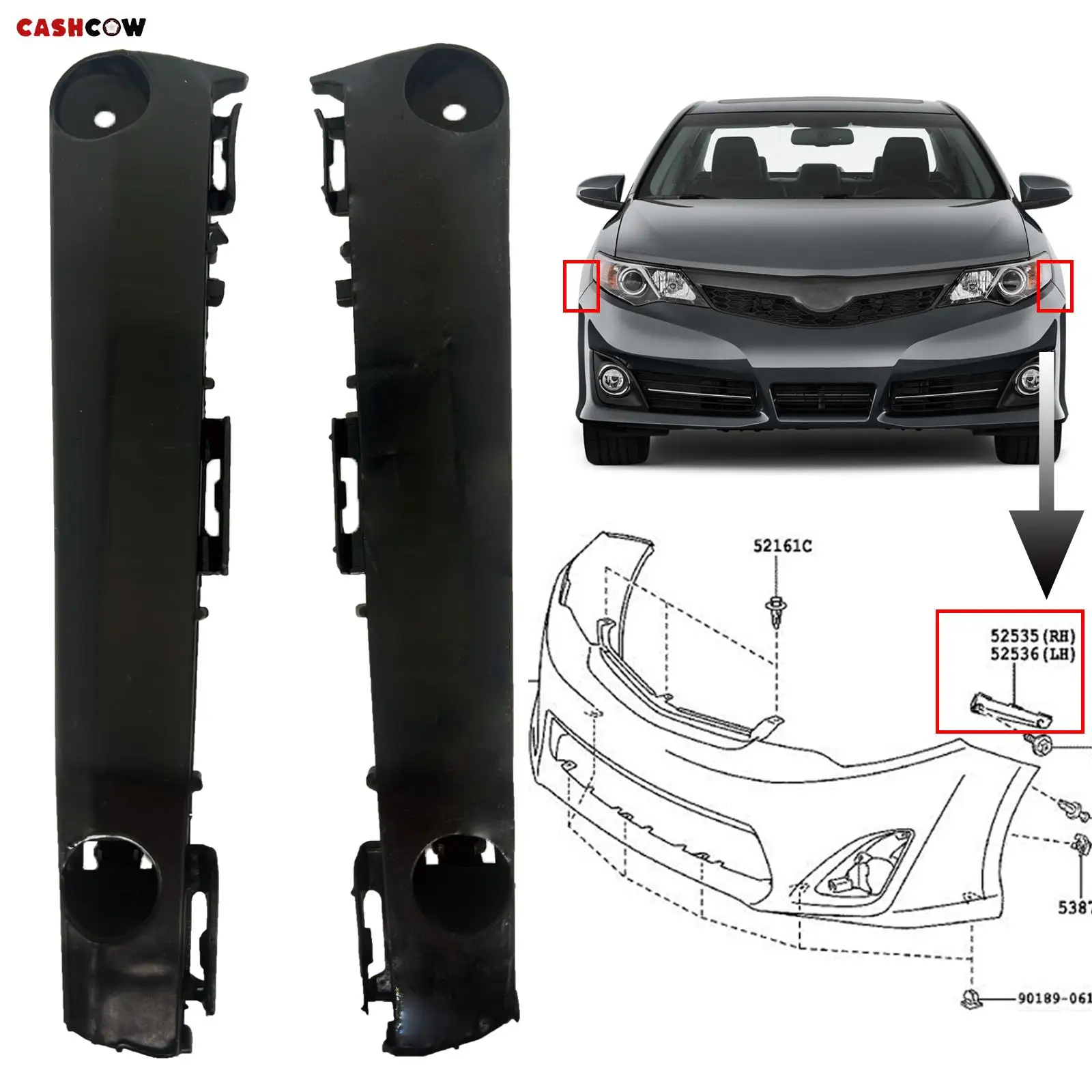 Car Pair Left Right Front Bumper Bracket Beam Mount Support Grille Guide Bracket Retainer For 2012-2014 Toyota Camry 5253606120