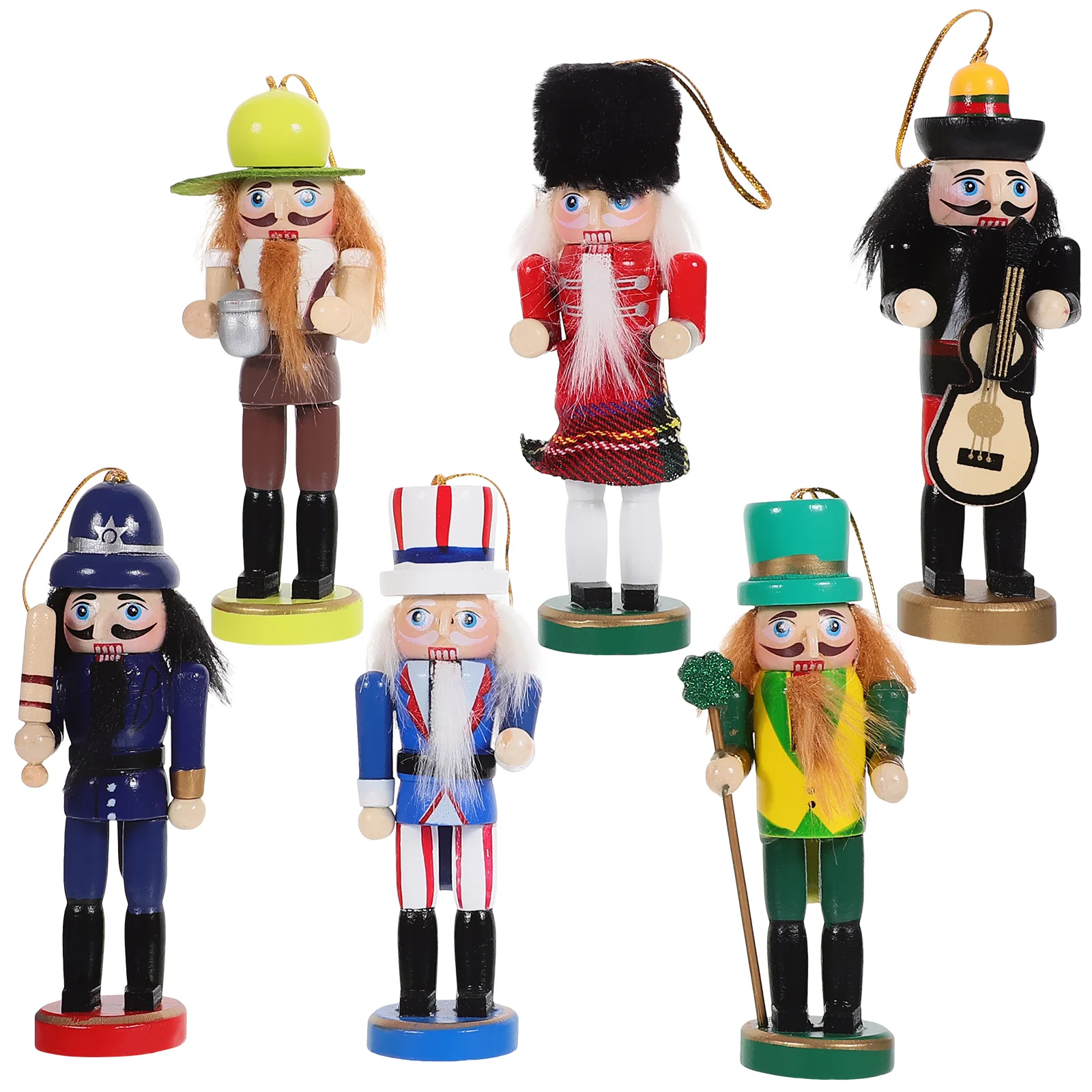 

6pcs Wooden Nutcracker Decoration Christmas Nutcrackers Craft Festival Nutcracker Xmas Ornament Home Office Wood Craft Unique