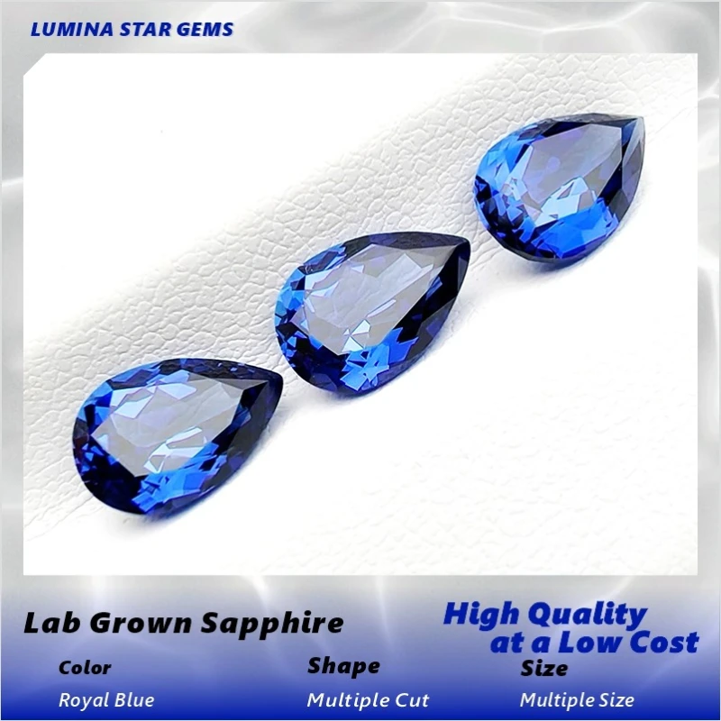 Lab Grown Sapphire Royal Blue Color Multiple Cuts Available Gems For Jewelry Setting&Custom Design Selectable Certificate